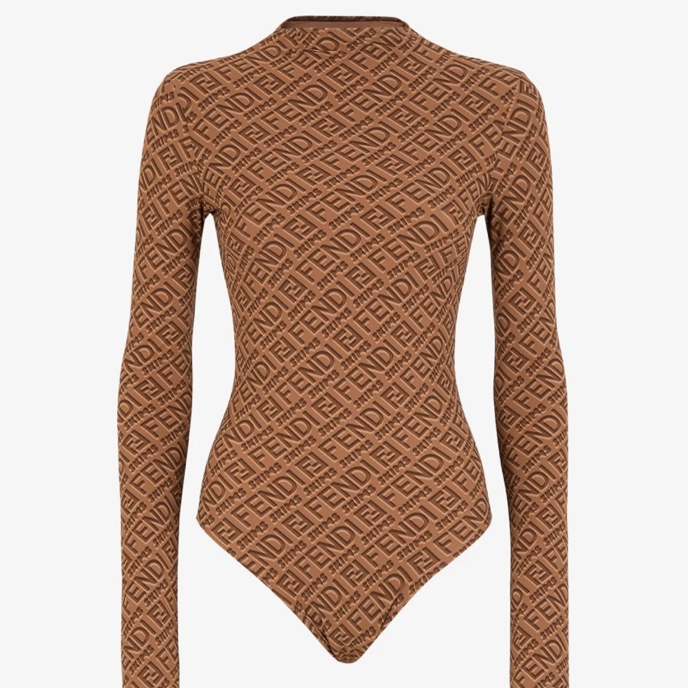 Fendi X Skims Mock Neck Long Sleeve Bodysuit